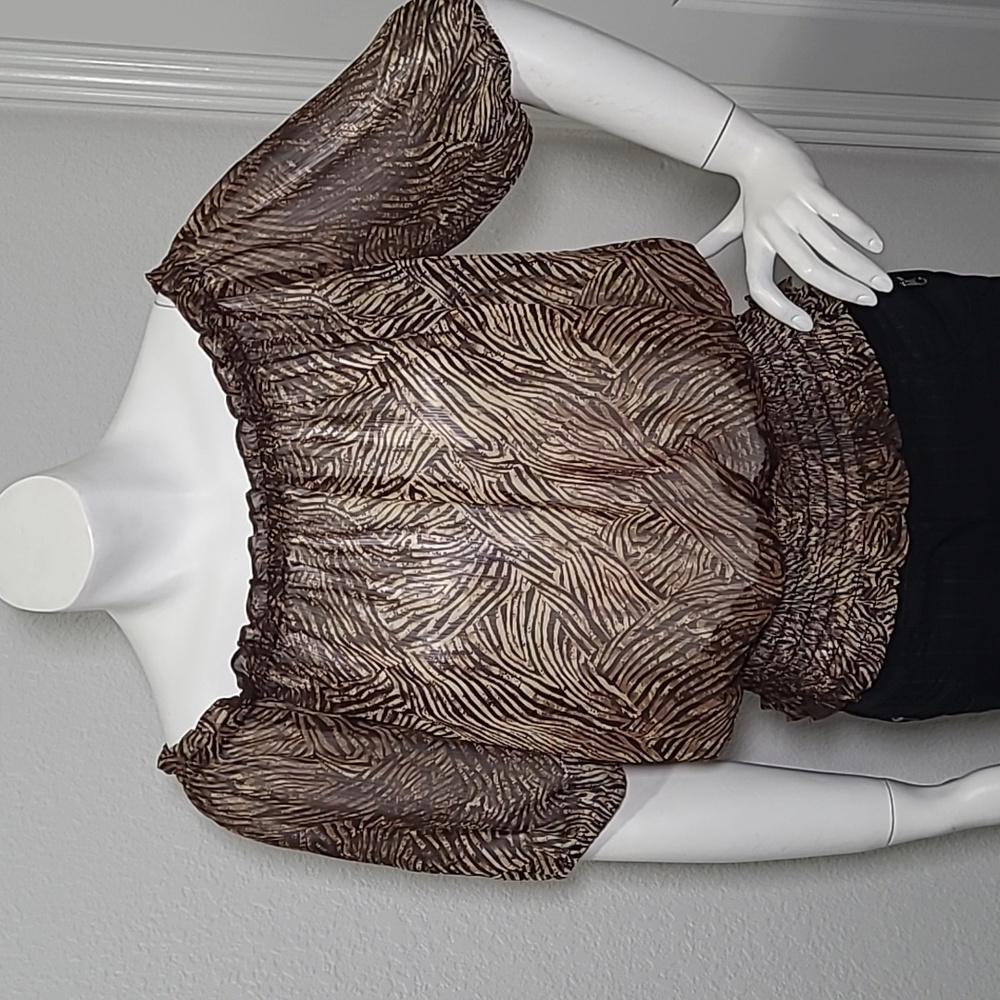 Michael Kors Boatneck Sheer Top Med
